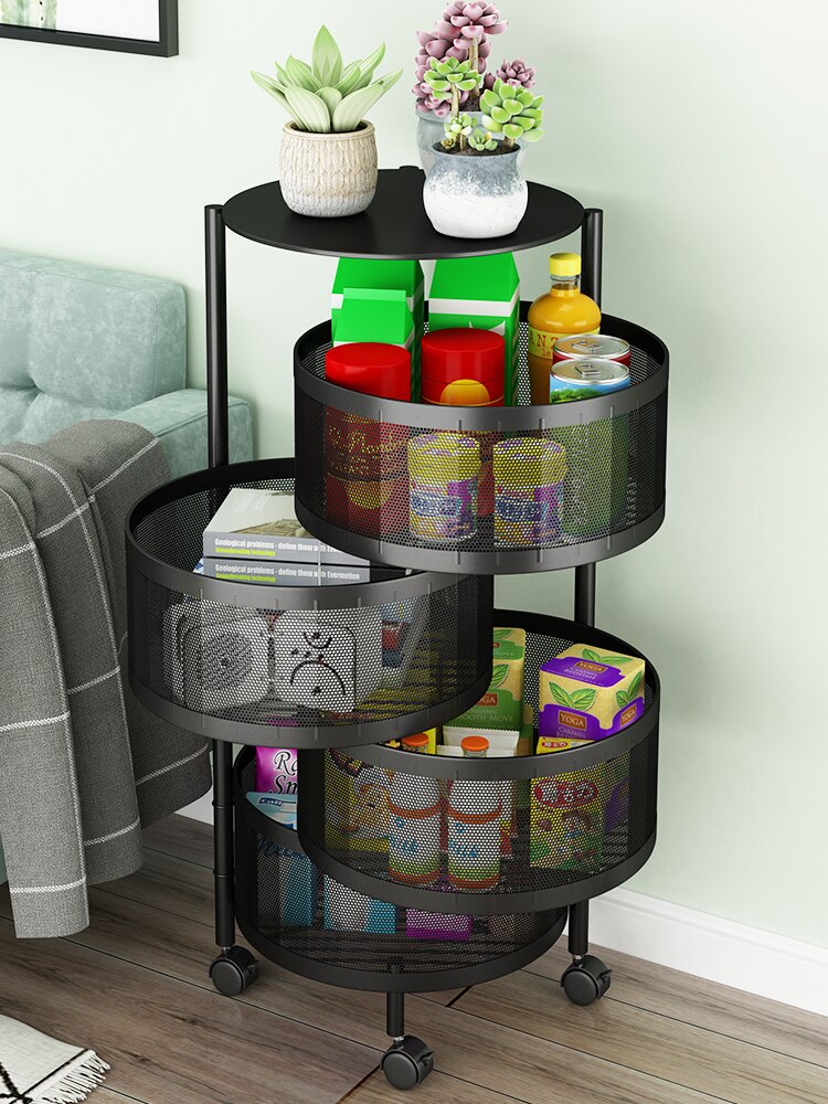Multi-layer round rotatable fruit storage basket Shelf