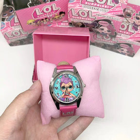 Lol Surprise Leather Watch with Cartoon Doll Pattern