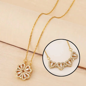 Rose Gift Box Four -leaf Grass Necklace Heart Necklace