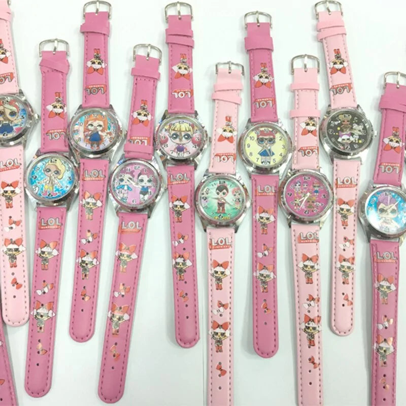 Lol Surprise Leather Watch with Cartoon Doll Pattern