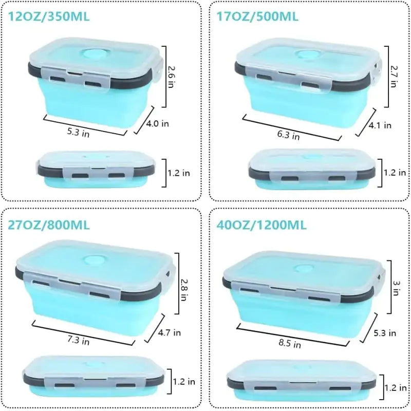 4 Pices/Set High Quality Silicone Rectangle Lunch Box