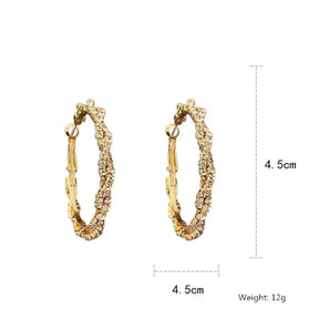 Shiny Screw Crystal Round Hoop Earrings