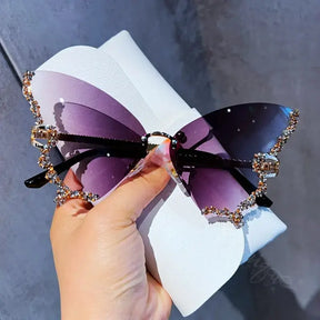 Rimless Diamond Butterfly Sunglasses