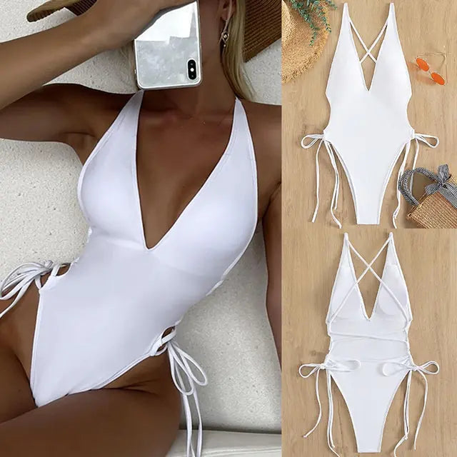 Lace-Up One-Piece: Swimwear Elegance