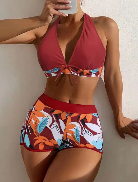 VigoBreviya 2022 Print Tied Halter Swimwear Women Sexy High Waist