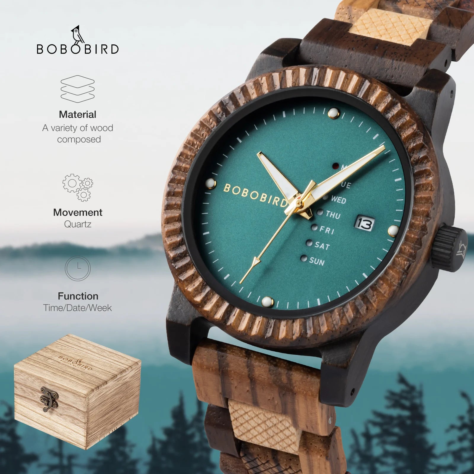 Men's Wooden Wristwatches Quartz Watch