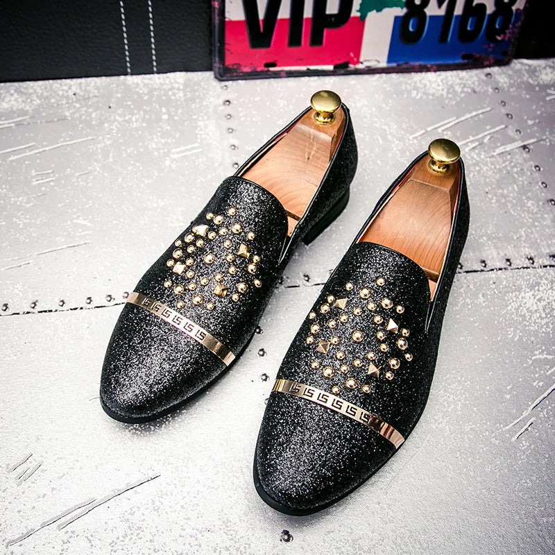 Men's Diamond Rhinestones Loafers Shoes