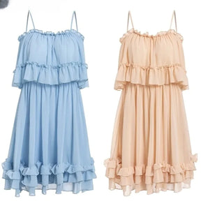 Chiffon Summer Ruffle Pleated Short Dress