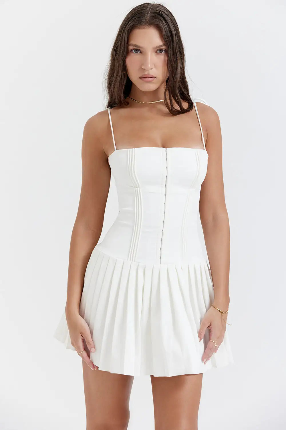 White Pleated Dress