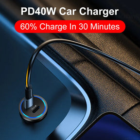 Fast Charging 68W Dual USB Type C Car Charger