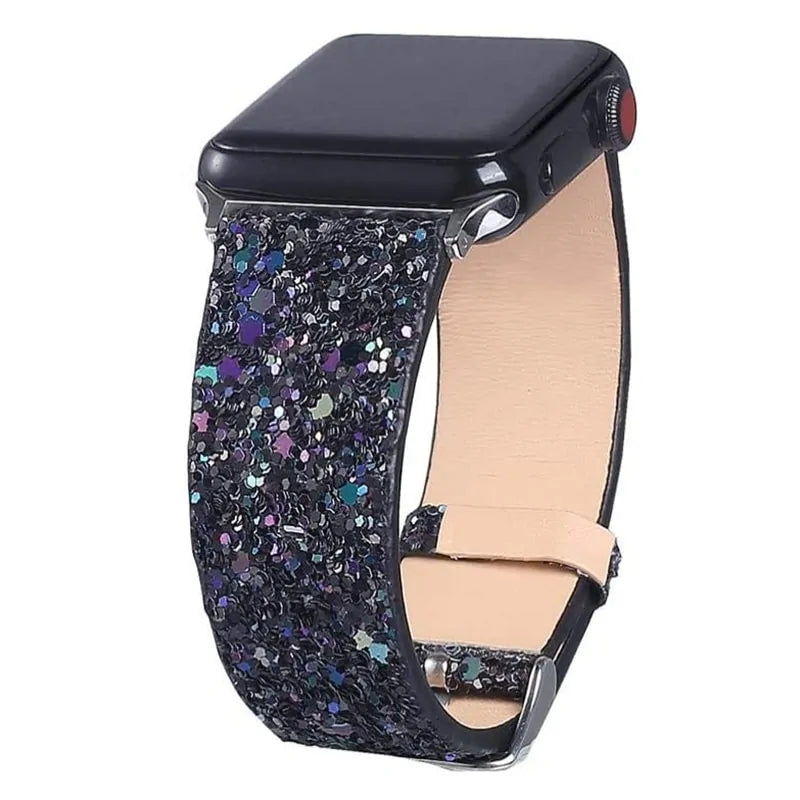 Bling Leather Band for Apple Watch: Series 6, SE, 5/4/3