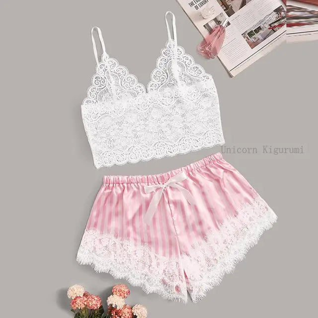 Women's Lace Satin Nightwear Set