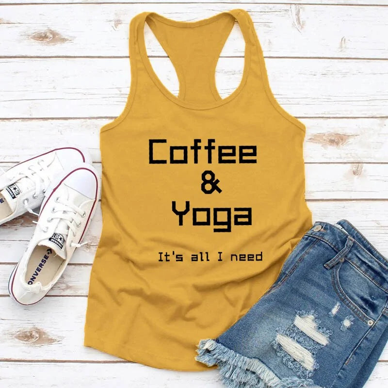 Repeat Coffee, Yoga, Wine: Women's Funny Racerback Tank for Gym and Summer Workouts