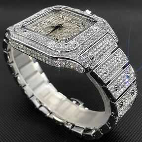 Luxury Full Diamond Mens Watches Ultra Thin Waterproof