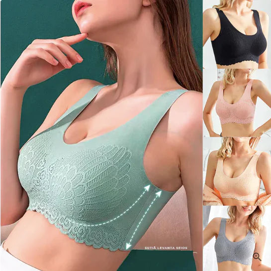 Shock-Proof Latex Pad Lace Bra