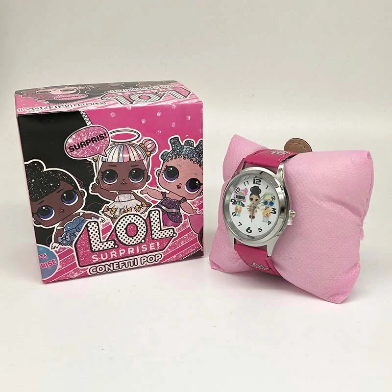 Lol Surprise Leather Watch with Cartoon Doll Pattern