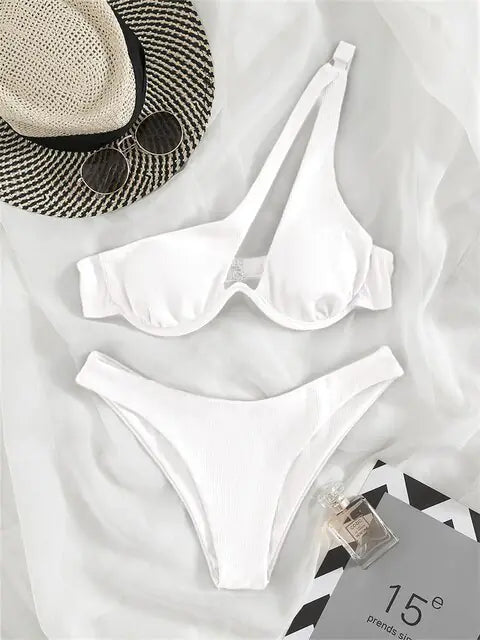 Solid Ribbed Bikini Set Chic