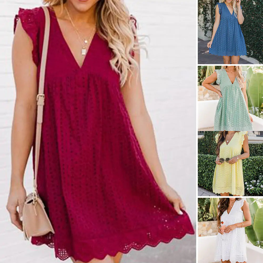 neck Cotton Dress