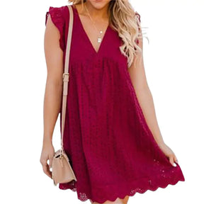 neck Cotton Dress