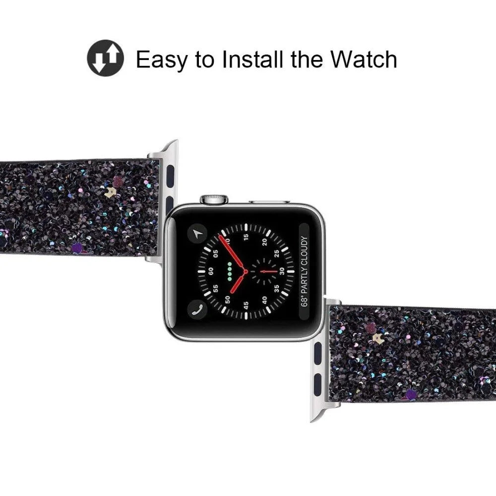 Bling Leather Band for Apple Watch: Series 6, SE, 5/4/3