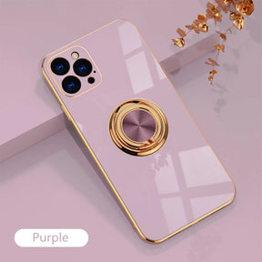 Luxury Plating Silicone Case with Metal Ring Holder