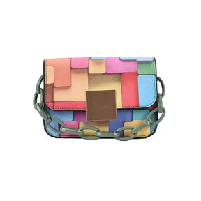 Printed Paneled Shoulder Bag