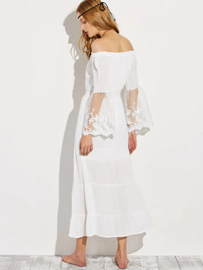 Boho Off-Shoulder Lace Sundress