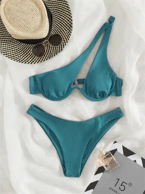 Solid Ribbed Bikini Set Chic