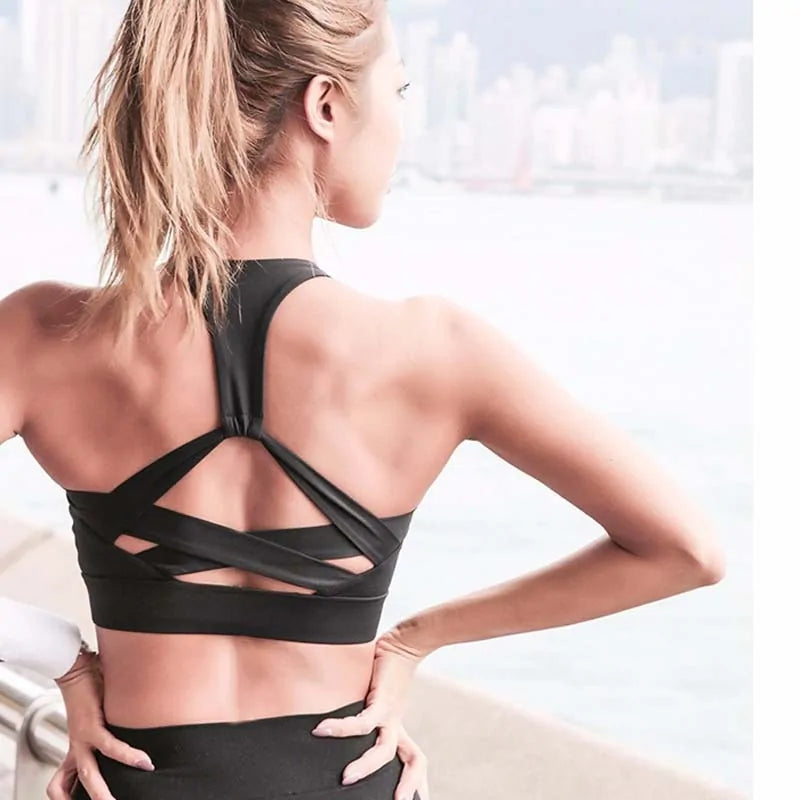 Strap Push Up Sports Bra Athletic Vest for Women