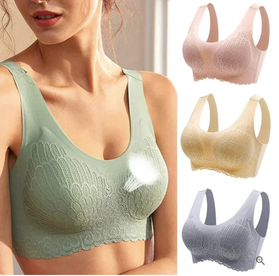 Shock-Proof Latex Pad Lace Bra