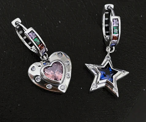 Colorful Heart Star Earrings