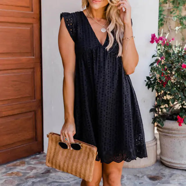 neck Cotton Dress