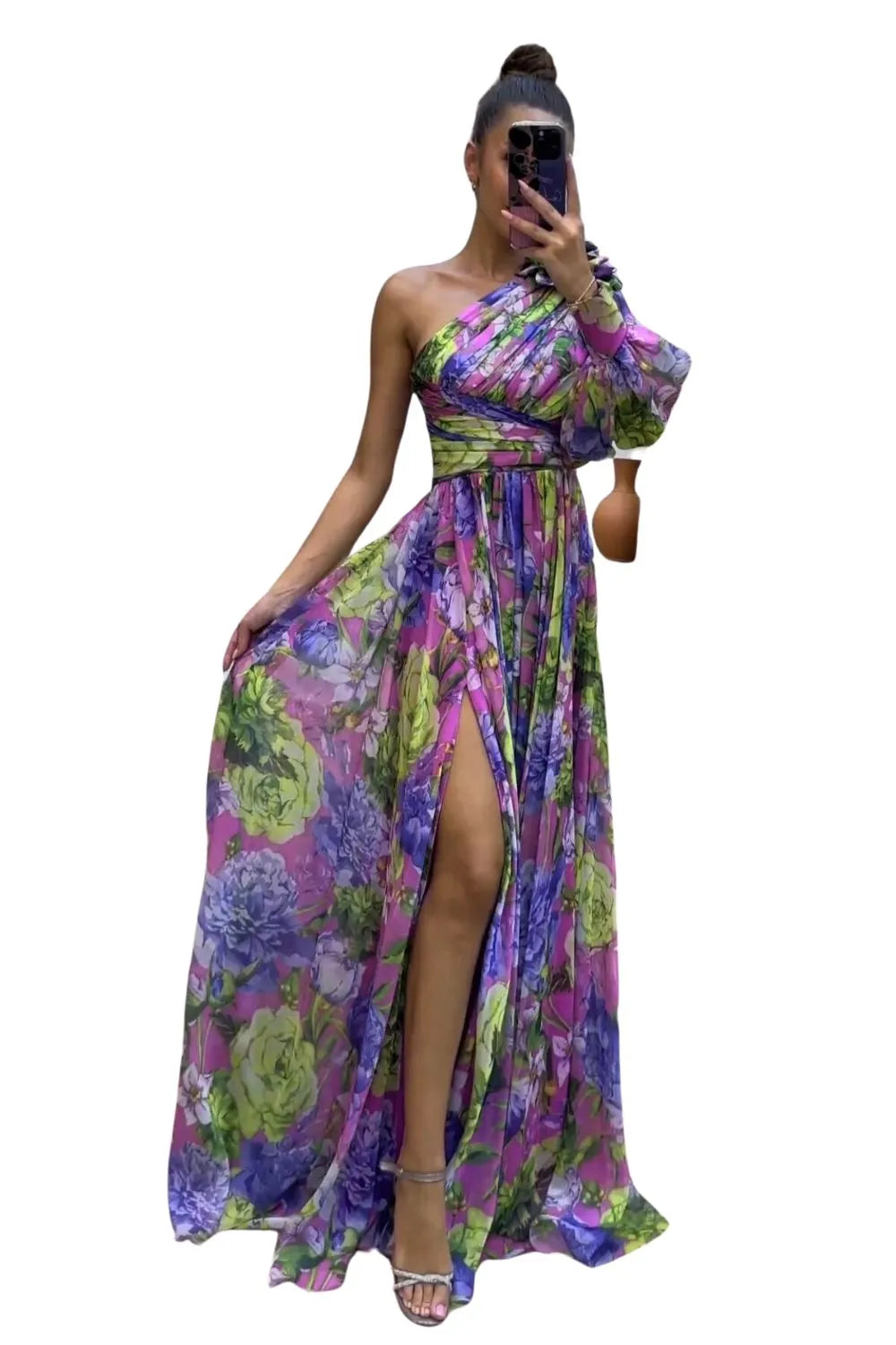 Sleeve Floral Maxi Dress