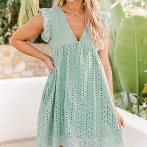 neck Cotton Dress