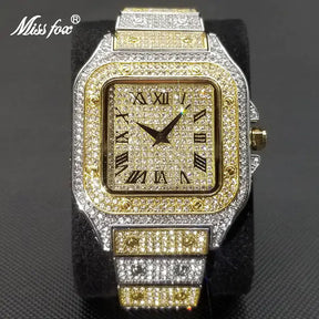 Luxury Full Diamond Mens Watches Ultra Thin Waterproof