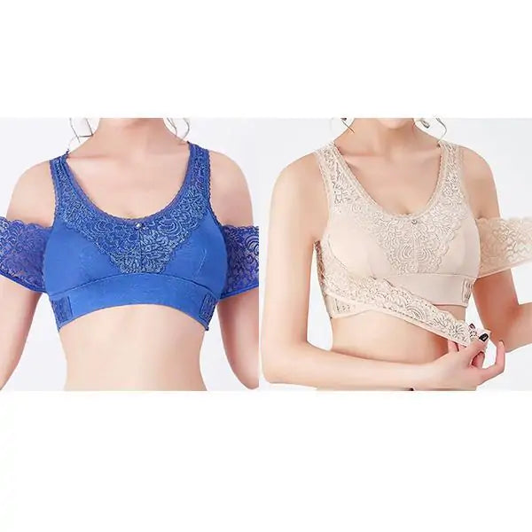 Cross Side Buckle Wireless Lace Bra