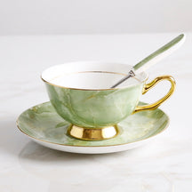 Europe Noble Bone China Coffee Cup Saucer Spoon Set 200ml