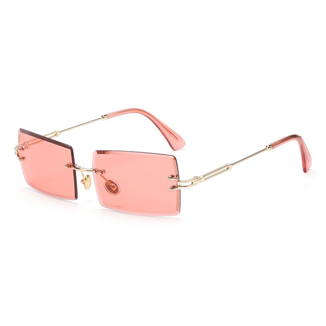 Rimless Small Rectangle Sunglasses UV400 Eyewear