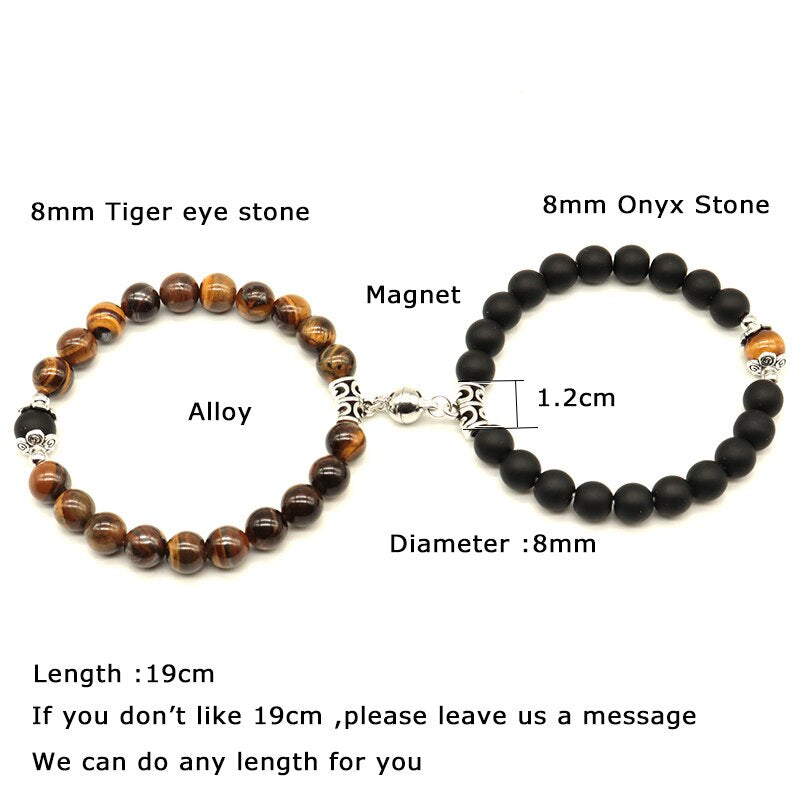 2pcs/set Magnet Bracelet Couple Vintage Stone