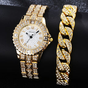 Diamond Crystals Watch and Bracelet Set