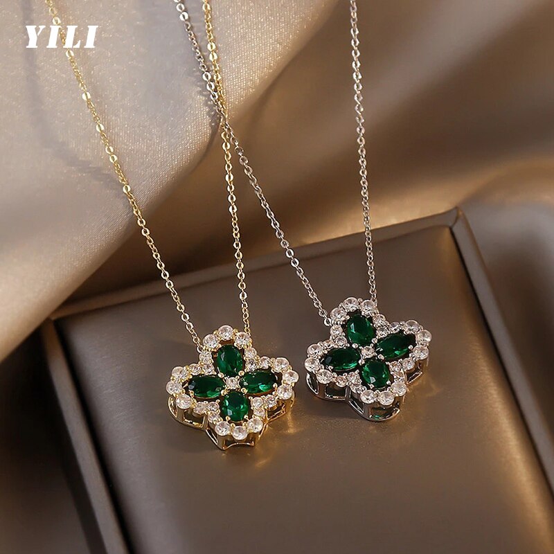 Green Crystal Flower Pendant