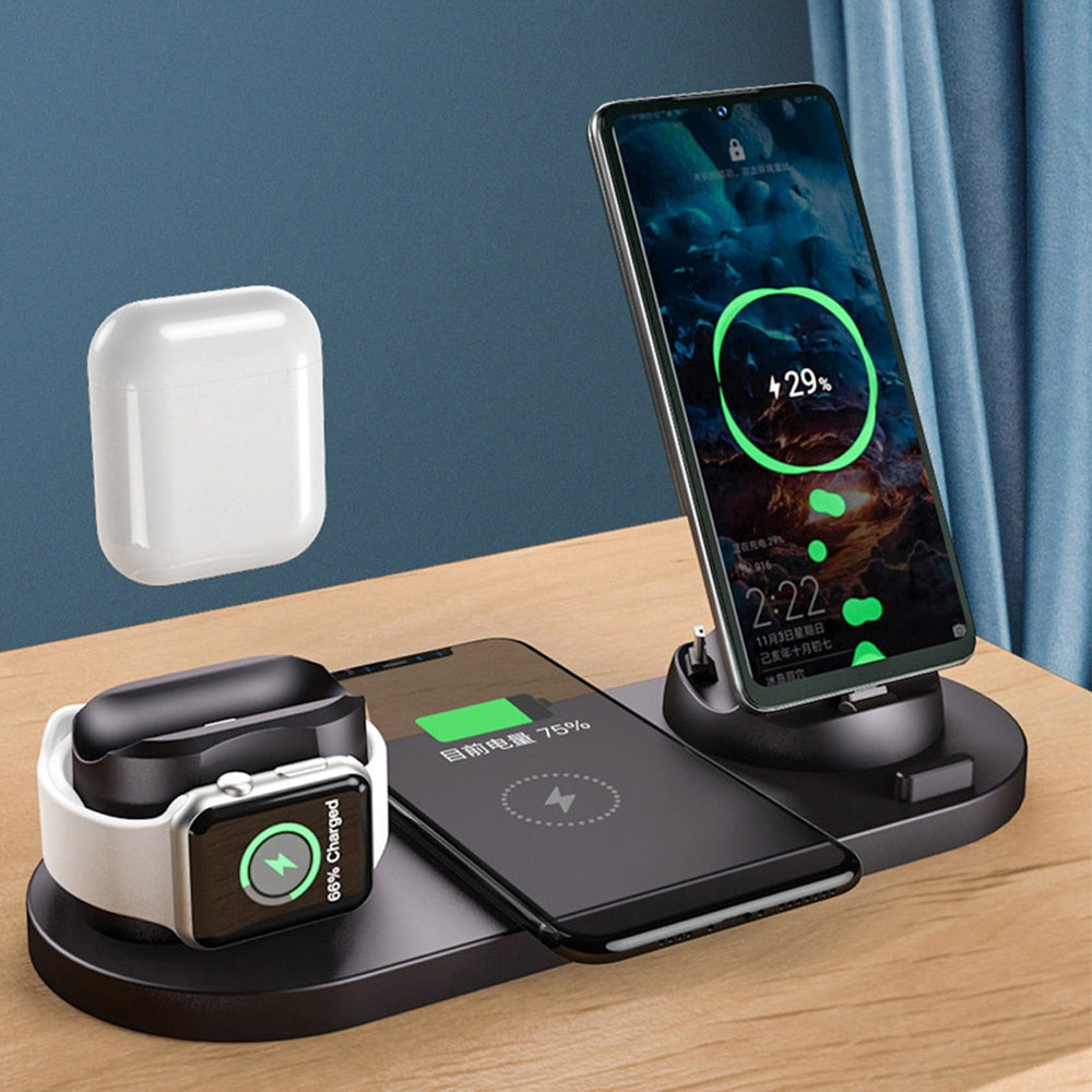 6-in-1 Wireless Fast Charger Dock for Apple