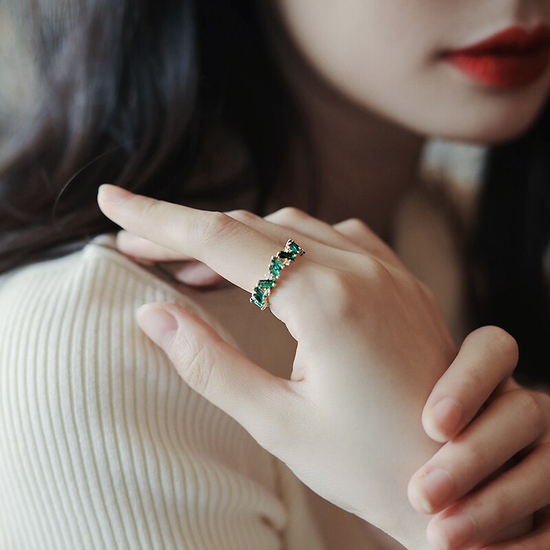 Luxury Green Crystal Rings