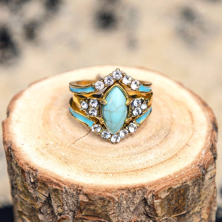 Achieving Dreams Turquoise 3-Piece Ring Set