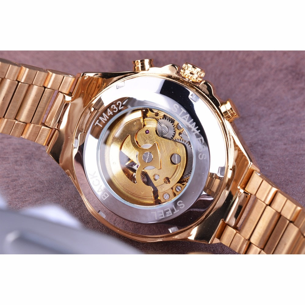 Mechanical Sport Design Golden Men's Watches