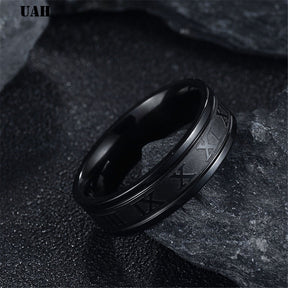 316L Stainless Steel Roman Numerals Band Rings