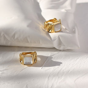 White Shell Square Ring