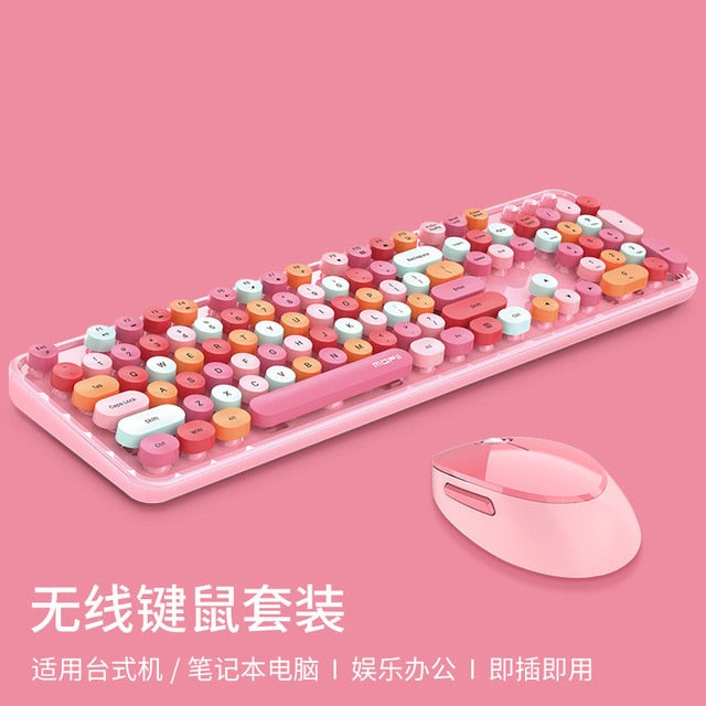 Wireless Candy Color Round Keycap Keyboard Set