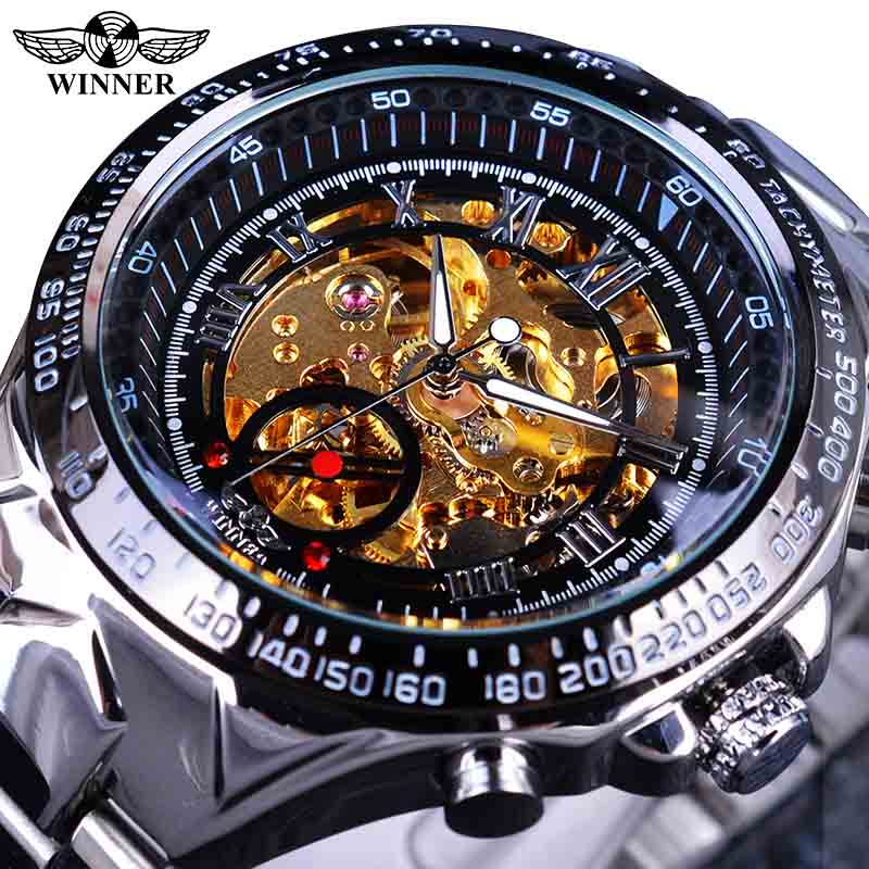 Mechanical Sport Design Golden Men's Watches