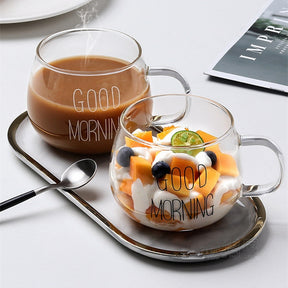 Letter Printed Transparent Creative Glass Coffee Tea Drinks Dessert Cup Glass Mug